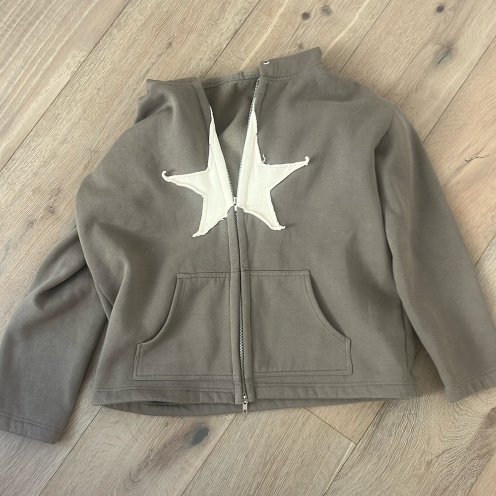 Zipper, Army Green, Zip-up, Star, Y2K